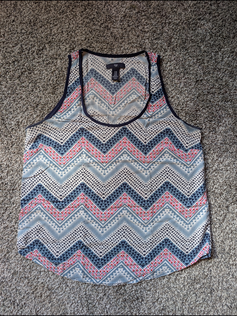 GAP Chevron Print Racerback Tank - Navy, Coral & Cream
